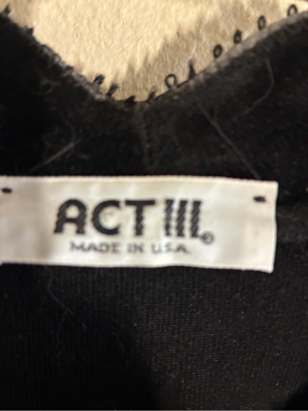 Black Scallop-Edge Velvet Women’s Jacket 80s Vintage Act lll Lg - Picture 3 of 7